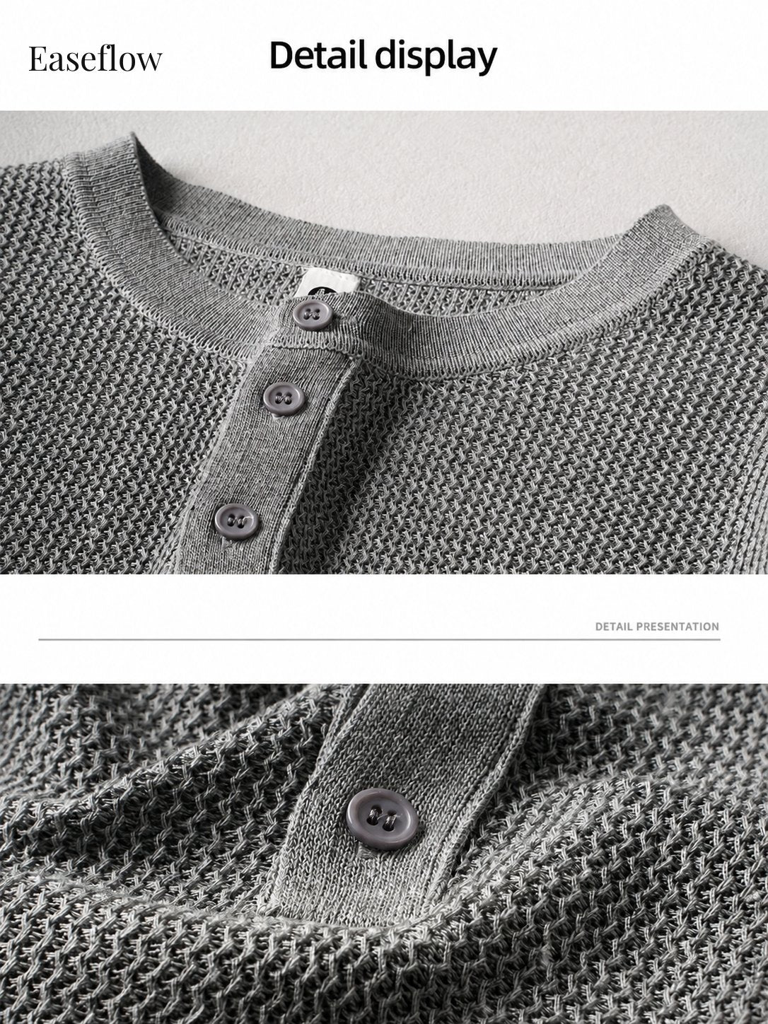 Men's Breathable Linen-Blend Henley Shirt