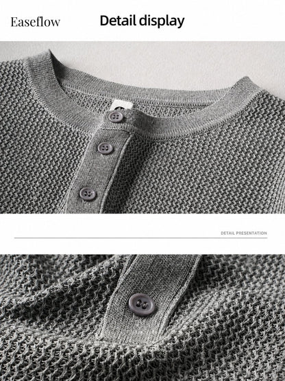 Men's Breathable Linen-Blend Henley Shirt