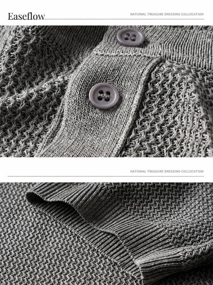 Men's Breathable Linen-Blend Henley Shirt