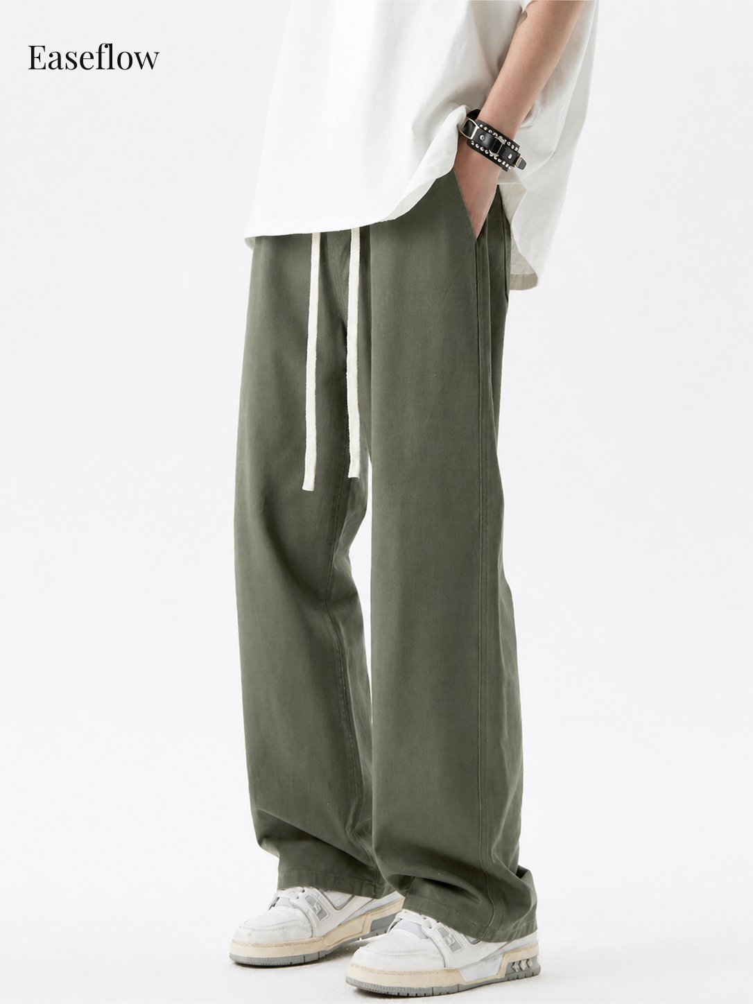 Men's Relaxed Fit Cotton Straight-Leg Pants