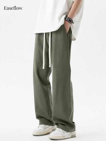 Men's Relaxed Fit Cotton Straight-Leg Pants
