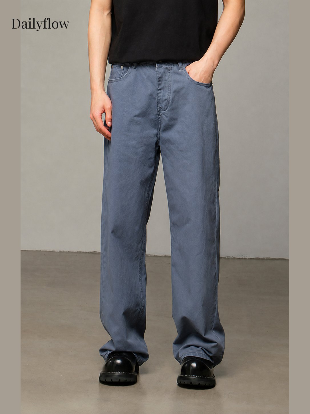 Men's Vintage Washed Relaxed Straight-Leg Jeans