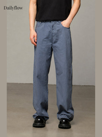 Men's Vintage Washed Relaxed Straight-Leg Jeans