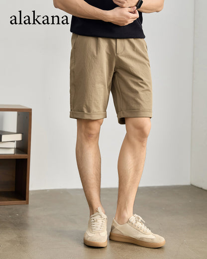 Men's Semi-Elastic Waist Textured Knee-Length Shorts