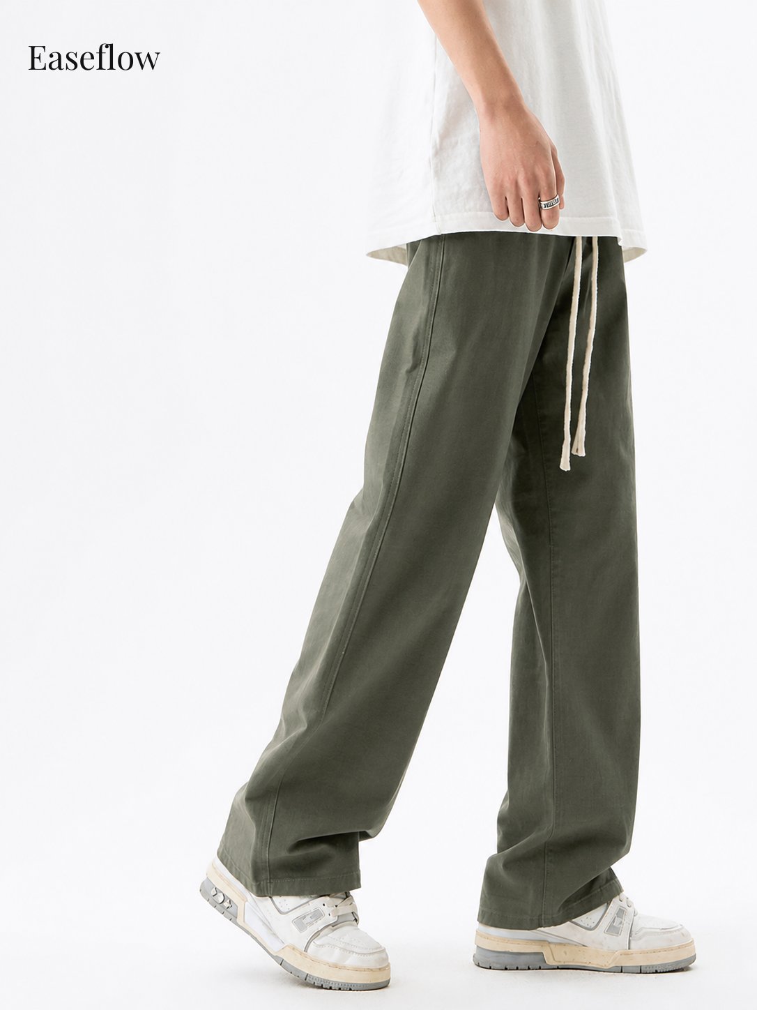 Men's Relaxed Fit Cotton Straight-Leg Pants
