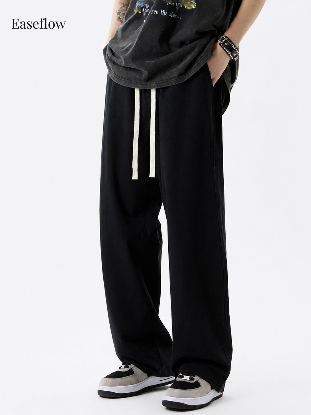 Men's Relaxed Fit Cotton Straight-Leg Pants