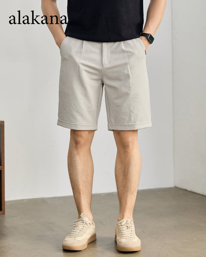 Men's Semi-Elastic Waist Textured Knee-Length Shorts