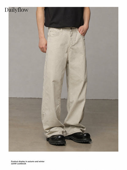 Men's Vintage Washed Relaxed Straight-Leg Jeans