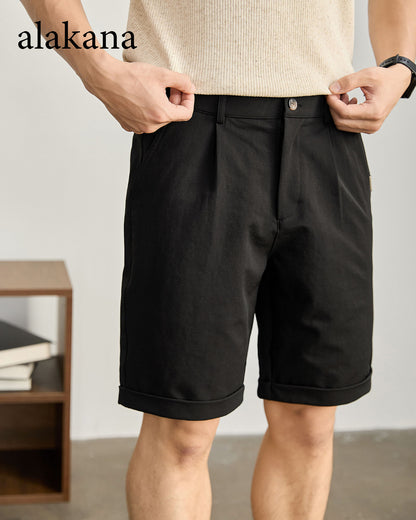 Men's Semi-Elastic Waist Textured Knee-Length Shorts