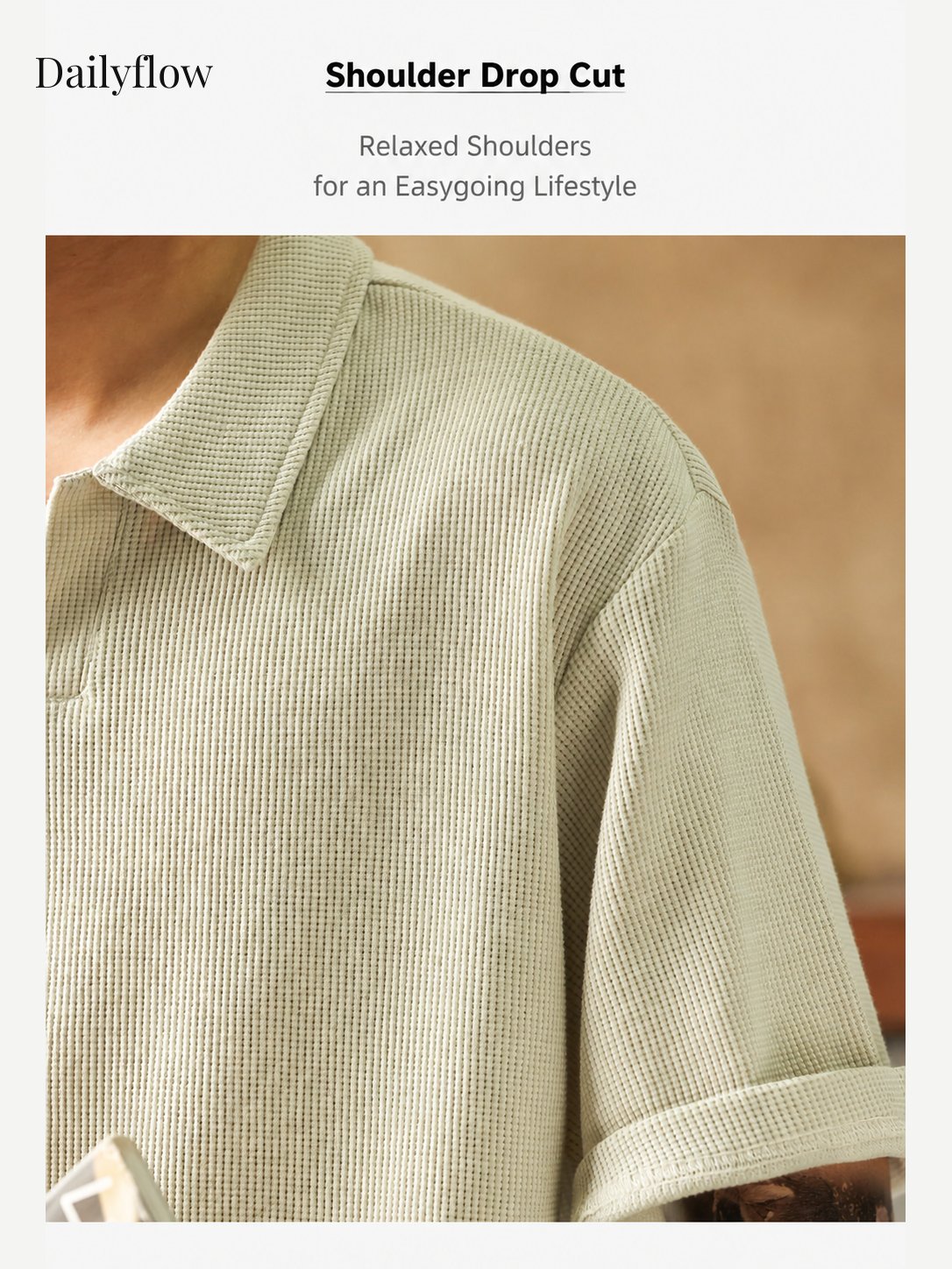 Textured Open-Collar Relaxed Polo Shirt