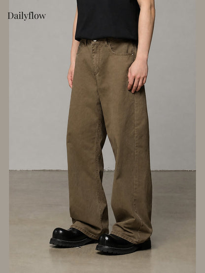Men's Vintage Washed Relaxed Straight-Leg Jeans
