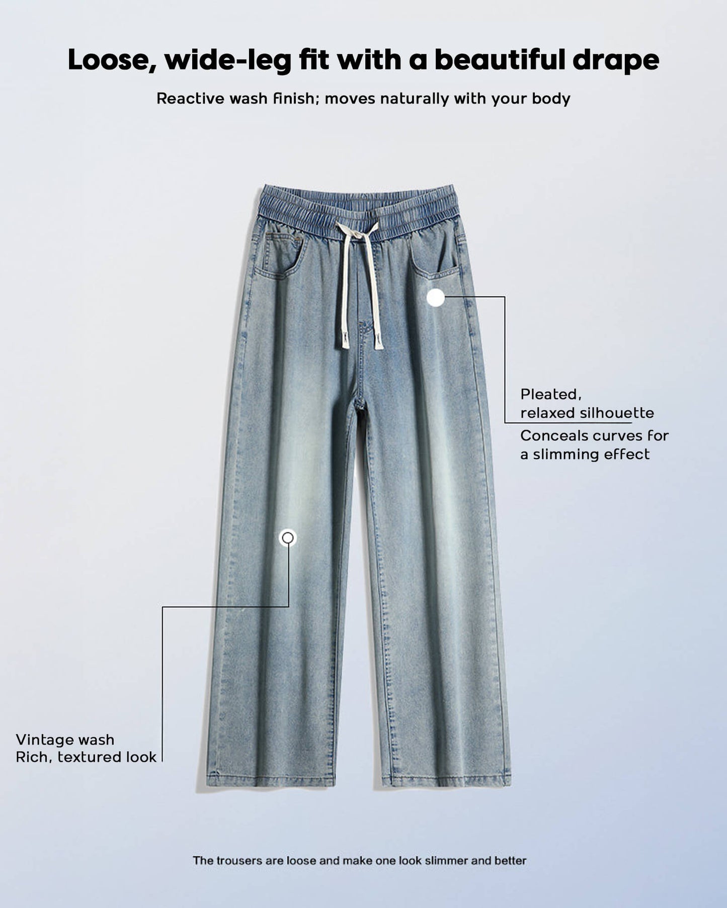 Men's Washed Wide Leg Jeans