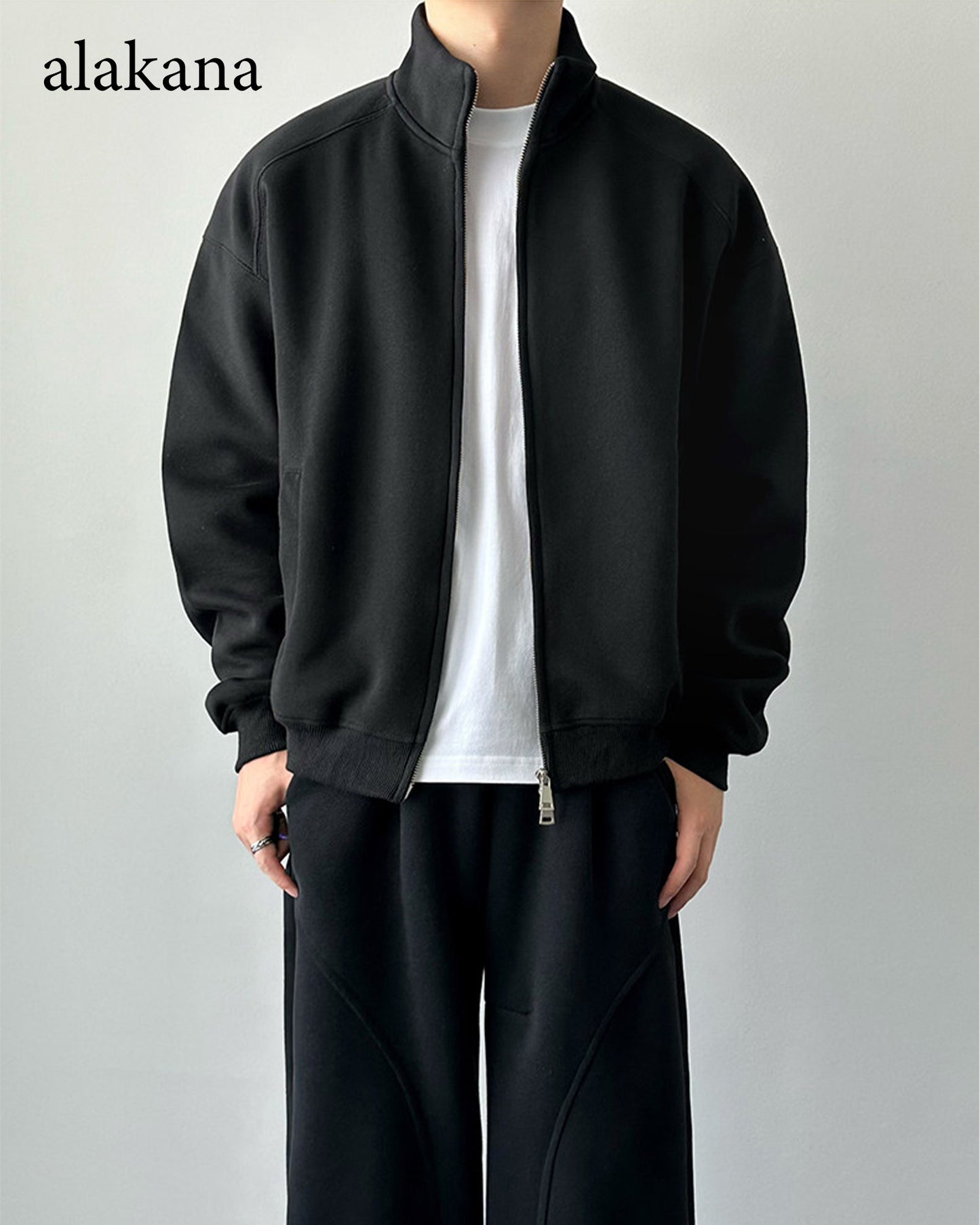 Men's Heavyweight Mock Neck Zip-Up Sweatshirt Jacket
