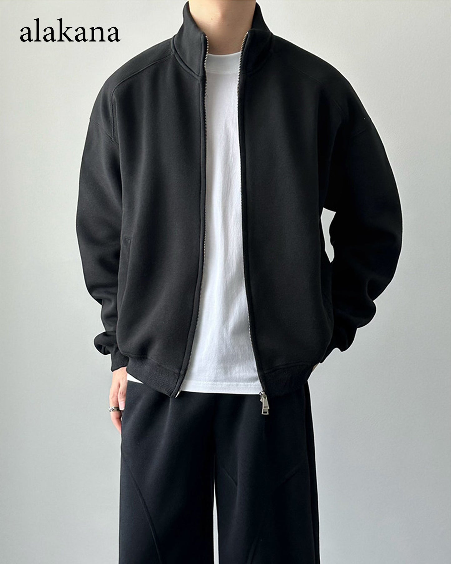 Men's Heavyweight Mock Neck Zip-Up Sweatshirt Jacket