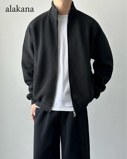 Men's Heavyweight Mock Neck Zip-Up Sweatshirt Jacket