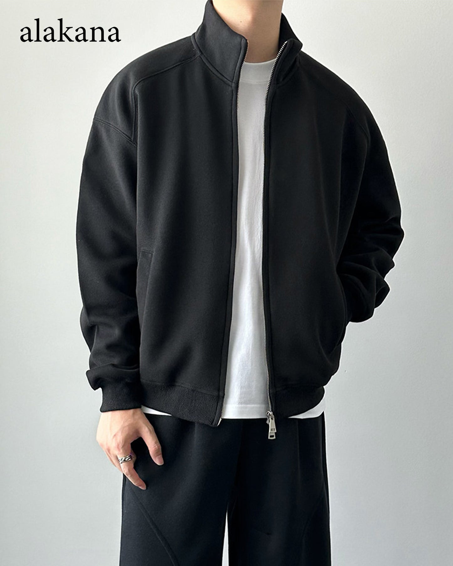 Men's Heavyweight Mock Neck Zip-Up Sweatshirt Jacket