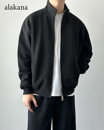 Men's Heavyweight Mock Neck Zip-Up Sweatshirt Jacket