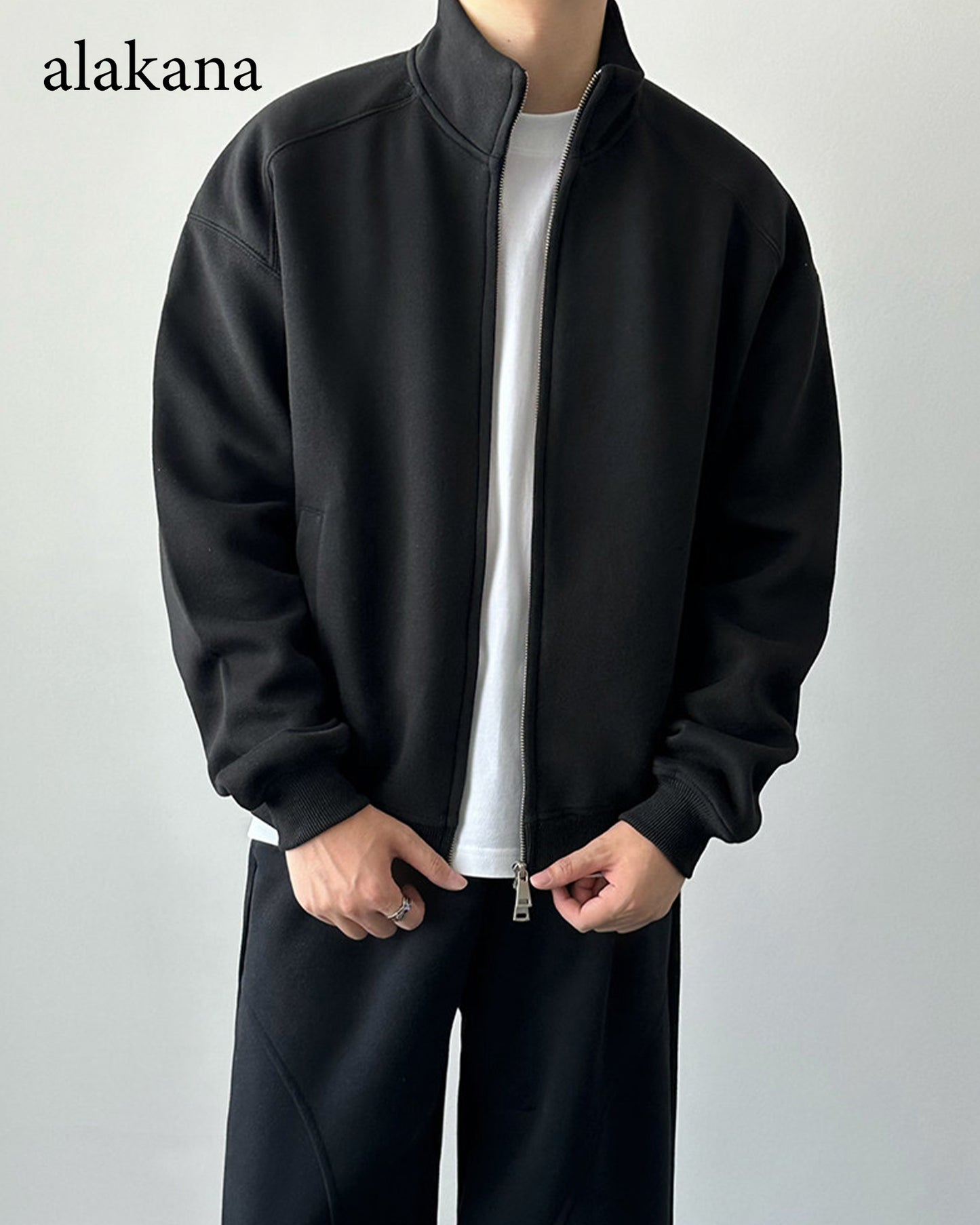 Men's Heavyweight Mock Neck Zip-Up Sweatshirt Jacket