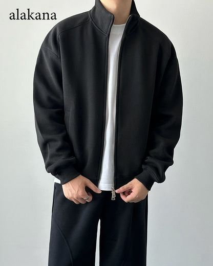 Men's Heavyweight Mock Neck Zip-Up Sweatshirt Jacket