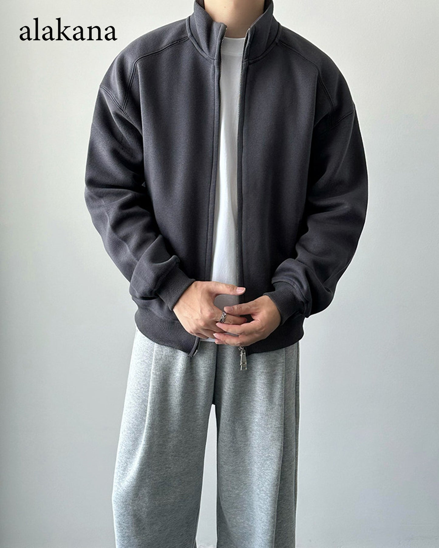 Men's Heavyweight Mock Neck Zip-Up Sweatshirt Jacket