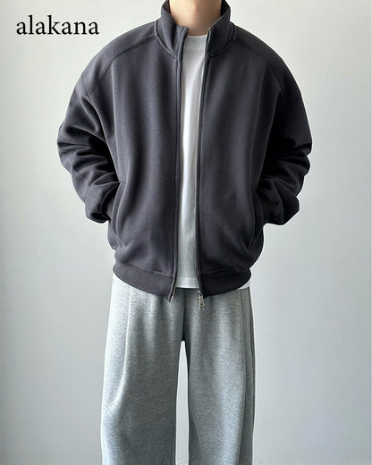 Men's Heavyweight Mock Neck Zip-Up Sweatshirt Jacket