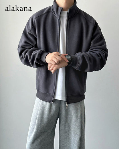 Men's Heavyweight Mock Neck Zip-Up Sweatshirt Jacket