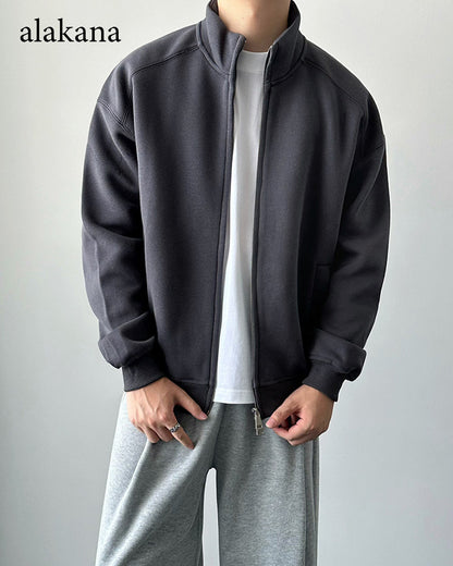 Men's Heavyweight Mock Neck Zip-Up Sweatshirt Jacket