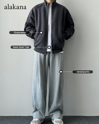Men's Heavyweight Mock Neck Zip-Up Sweatshirt Jacket