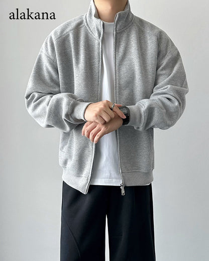 Men's Heavyweight Mock Neck Zip-Up Sweatshirt Jacket