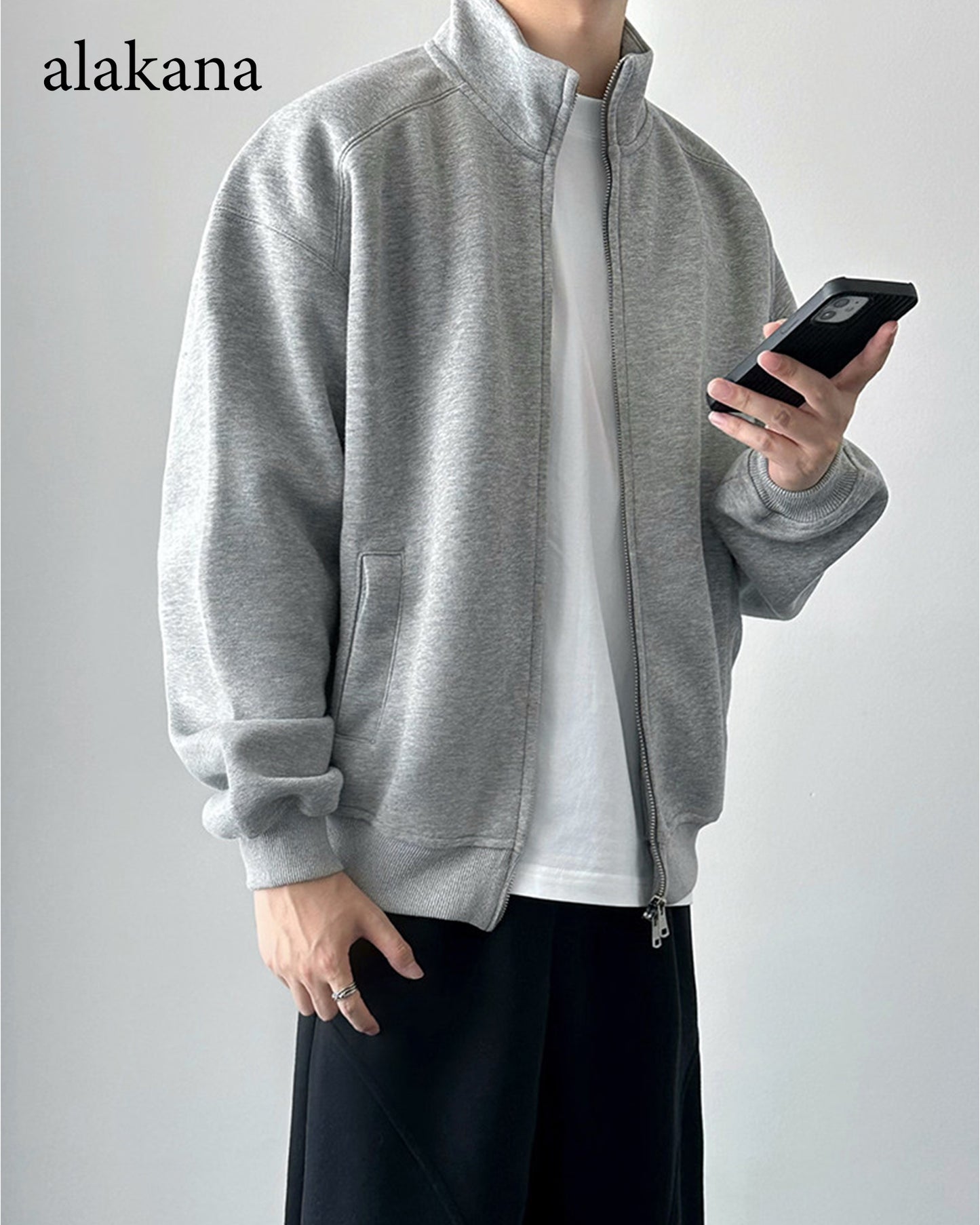 Men's Heavyweight Mock Neck Zip-Up Sweatshirt Jacket