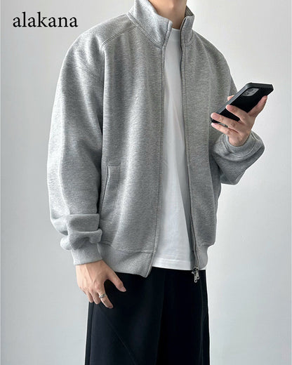 Men's Heavyweight Mock Neck Zip-Up Sweatshirt Jacket