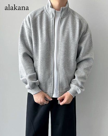 Men's Heavyweight Mock Neck Zip-Up Sweatshirt Jacket
