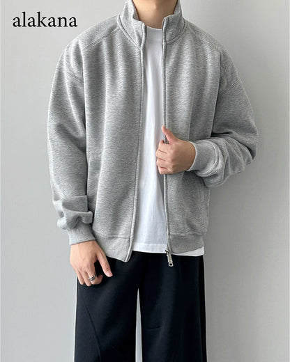 Men's Heavyweight Mock Neck Zip-Up Sweatshirt Jacket