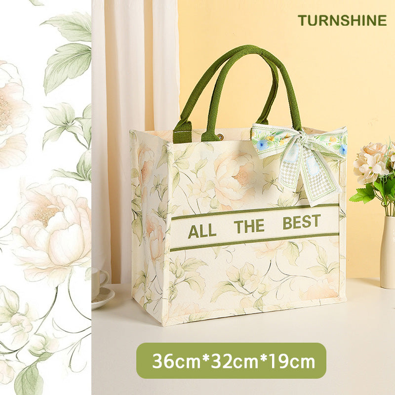Waterproof Peony Canvas Tote Bag