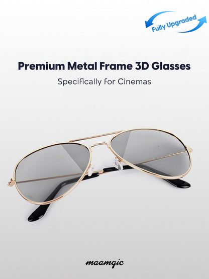 CinemaPro 3D Glasses - Premium Metal Frame with HD Lenses