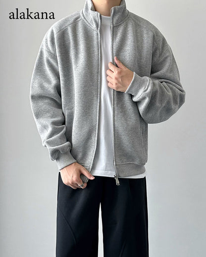 Men's Heavyweight Mock Neck Zip-Up Sweatshirt Jacket