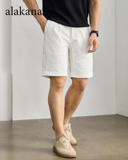 Men's Semi-Elastic Waist Textured Knee-Length Shorts
