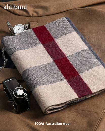 Men's Wool Plaid Scarf – Warm Winter Check Scarf