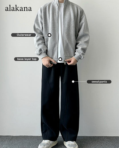 Men's Heavyweight Mock Neck Zip-Up Sweatshirt Jacket
