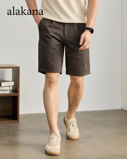 Men's Semi-Elastic Waist Textured Knee-Length Shorts