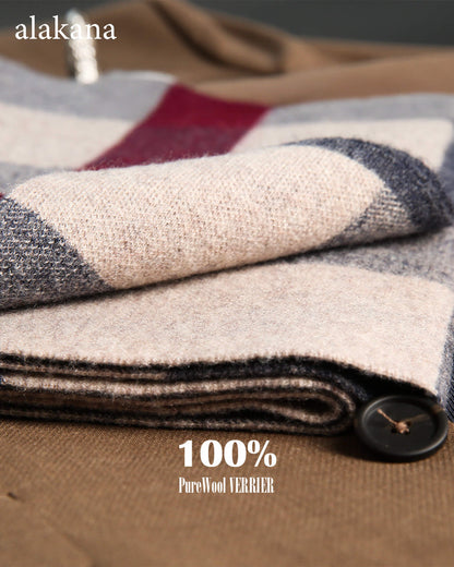 Men's Wool Plaid Scarf – Warm Winter Check Scarf