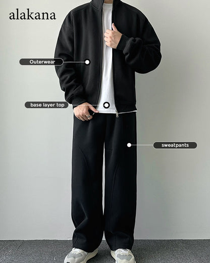 Men's Heavyweight Mock Neck Zip-Up Sweatshirt Jacket