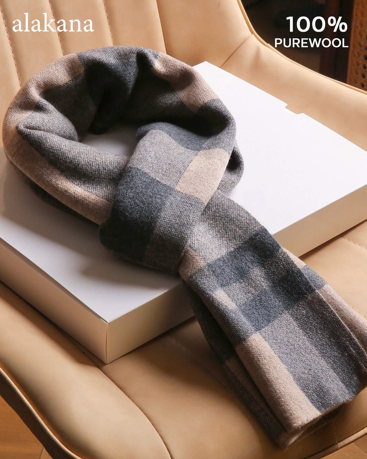 Men's Wool Plaid Scarf – Warm Winter Check Scarf