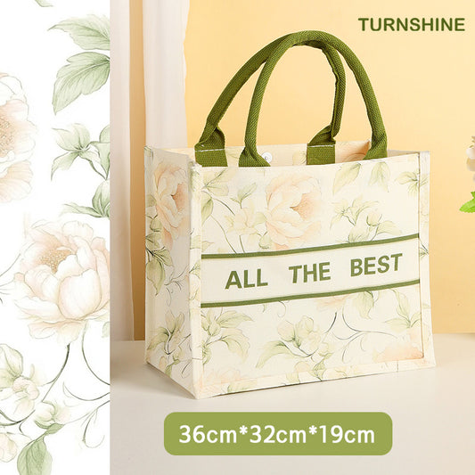 Waterproof Peony Canvas Tote Bag