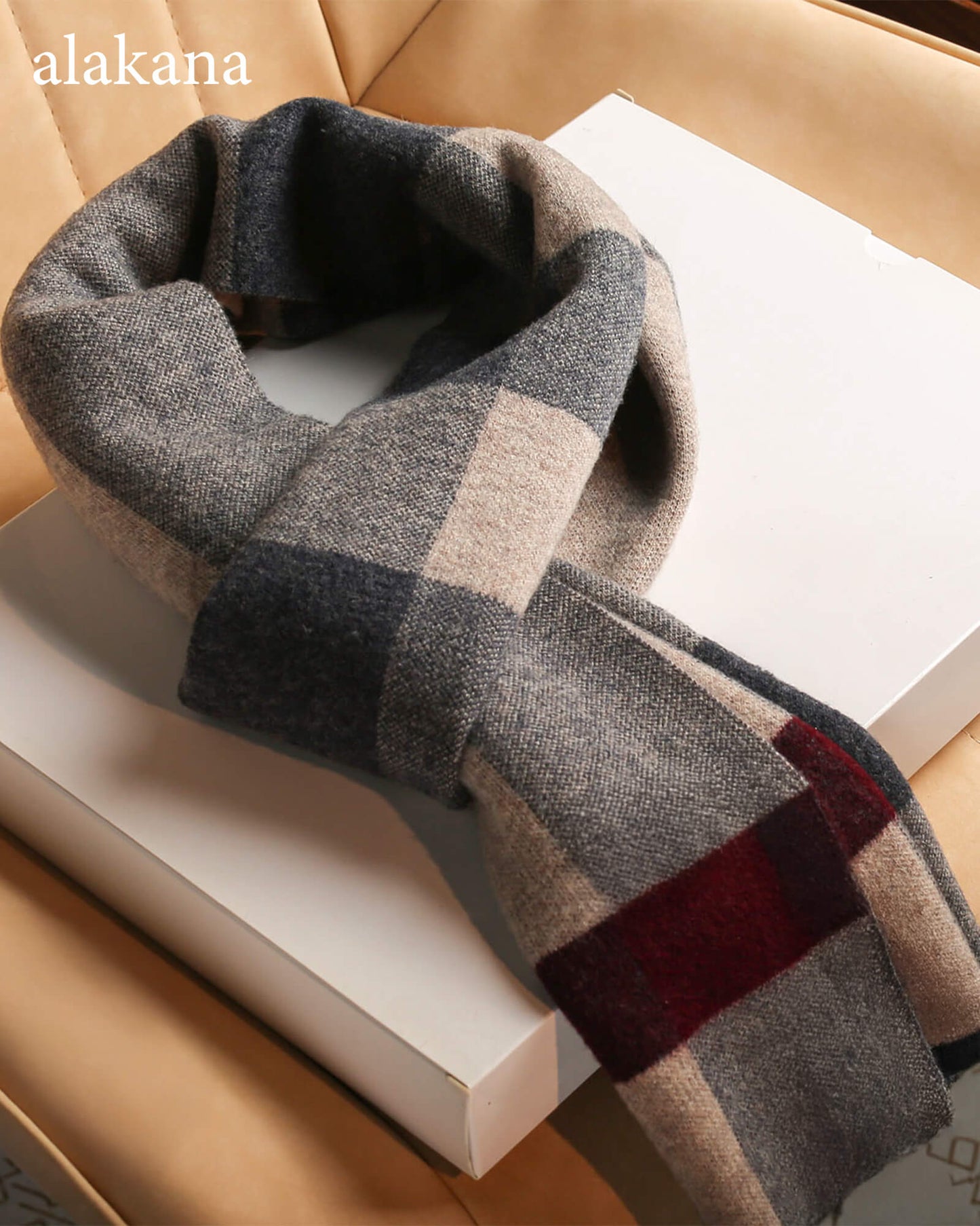 Men's Wool Plaid Scarf – Warm Winter Check Scarf