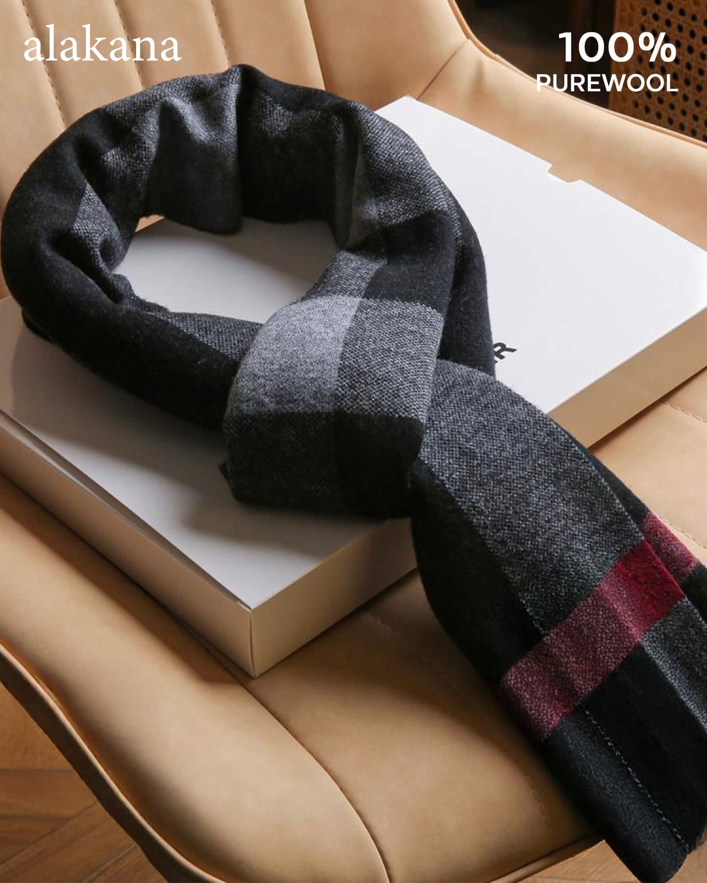 Men's Wool Plaid Scarf – Warm Winter Check Scarf
