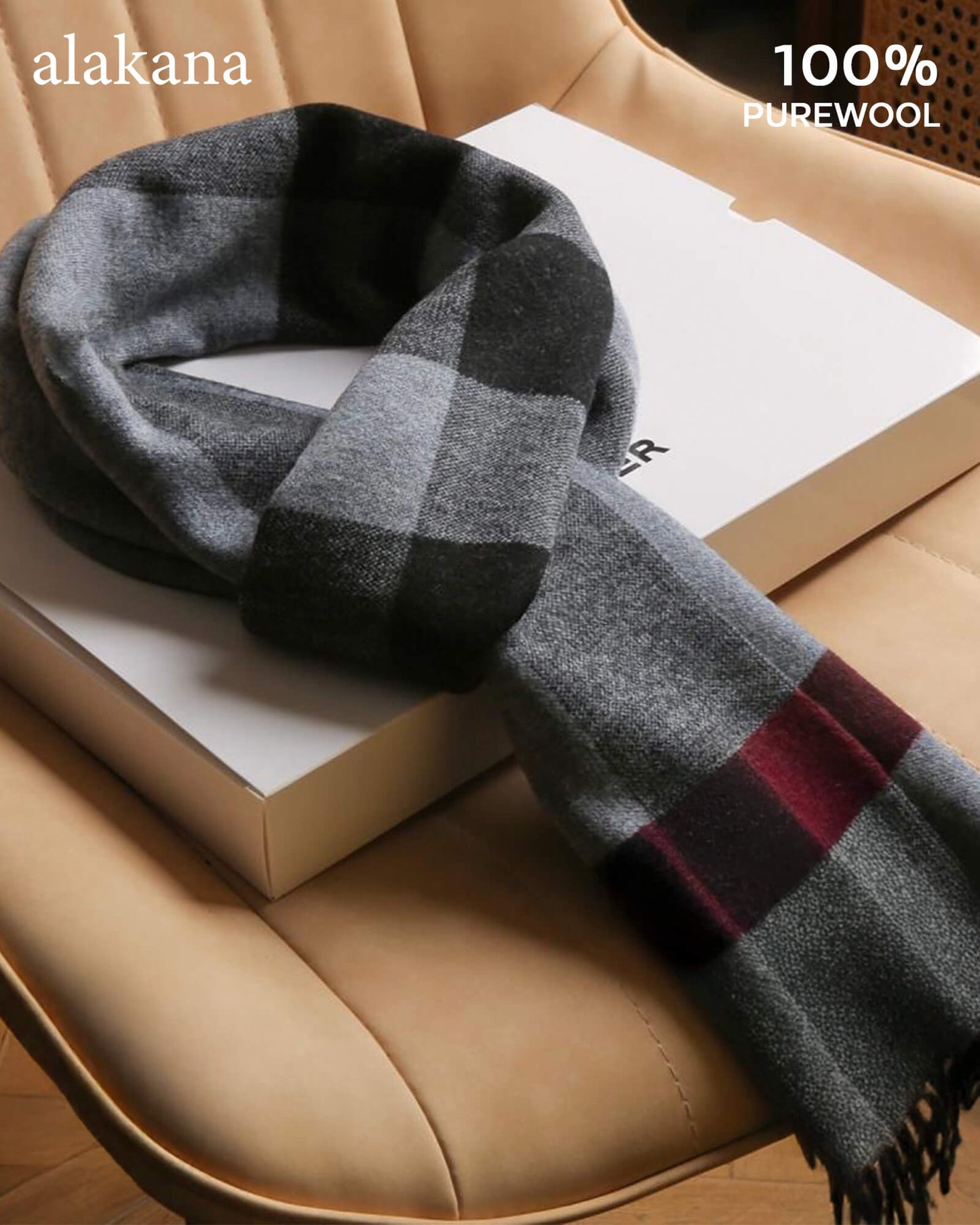 Men's Wool Plaid Scarf – Warm Winter Check Scarf