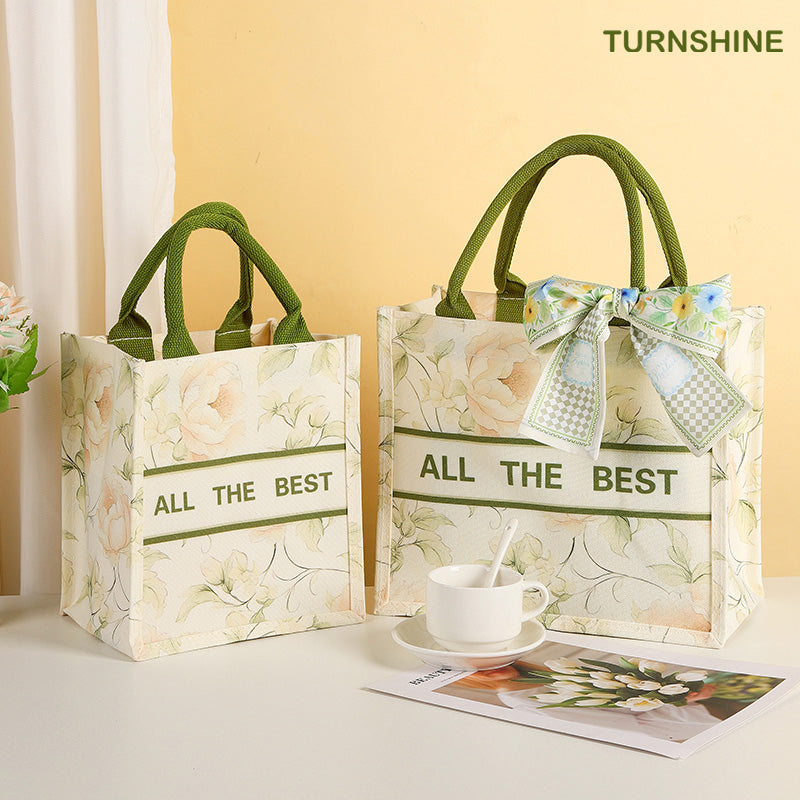 Waterproof Peony Canvas Tote Bag