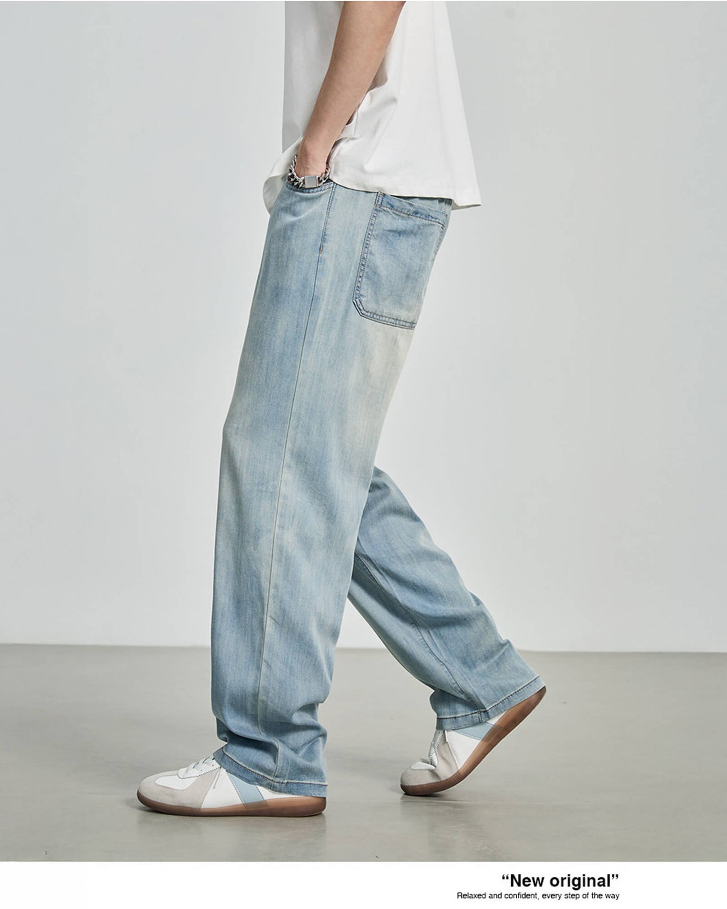 Men's Washed Wide Leg Jeans