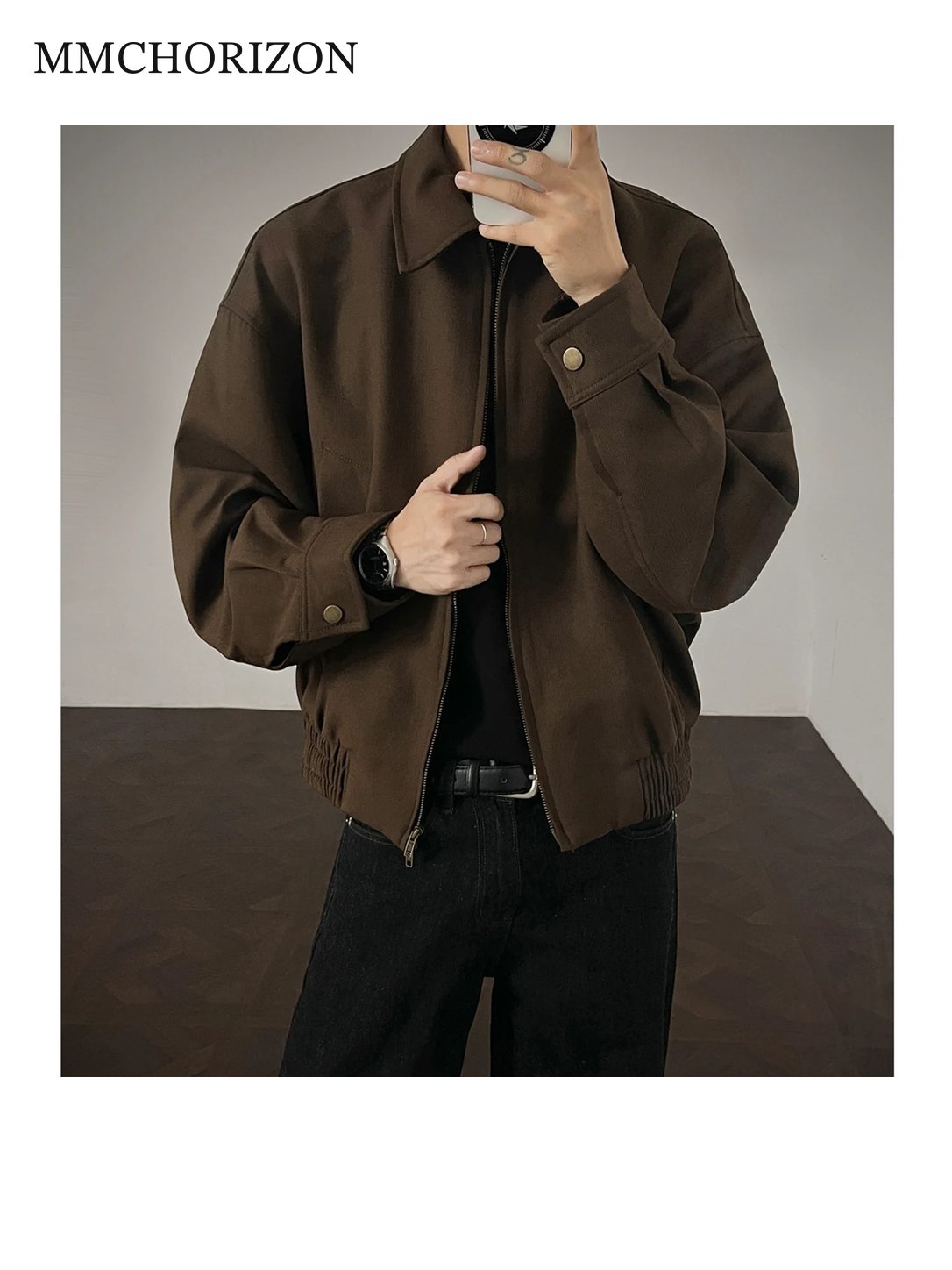 Men's Vintage Contrast Panel Zip-Up Jacket